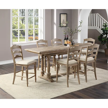 Cottage Style Counter Height 7-Piece Table and Chair Set